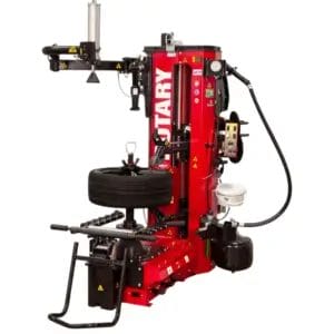 Rotary R1250 premium leverless tire changer with integrated robotic arms and touchscreen controls for precision and speed