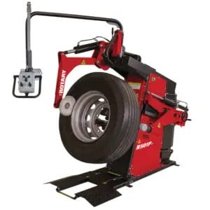 Rotary R501Plus heavy-duty tire changer for truck and bus tires, featuring joystick controls and hydraulic clamping
